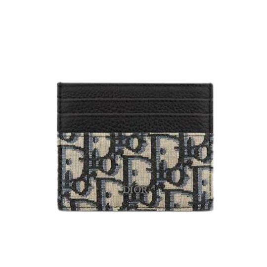 Beige and Black Dior Oblique Jacquard and Black Grained Calfskin