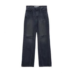 STUD POINT WASHED DENIM PANTS IN NAVY