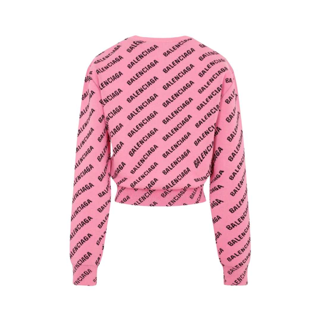 Balenciaga Mini Allover Logo Knit Pink Women