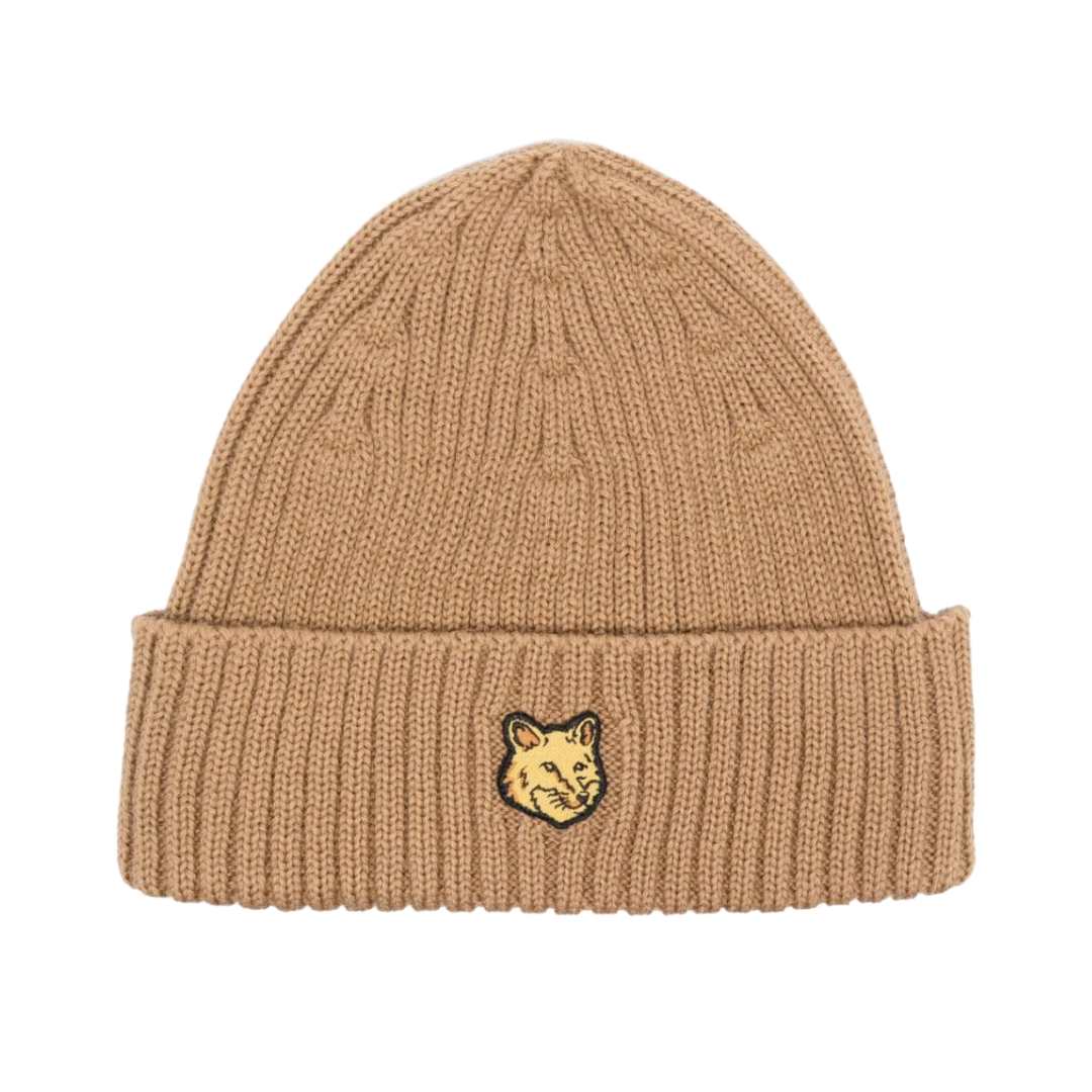 Fox Head Patch Ribbed Beanie