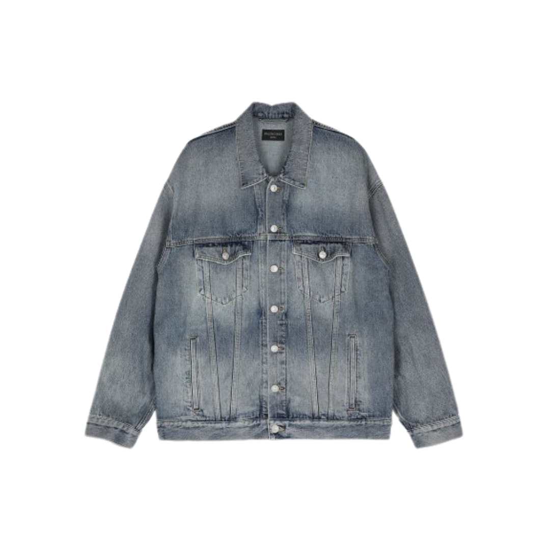 Men's Back Tape Overfit Denim Jacket - Blue 