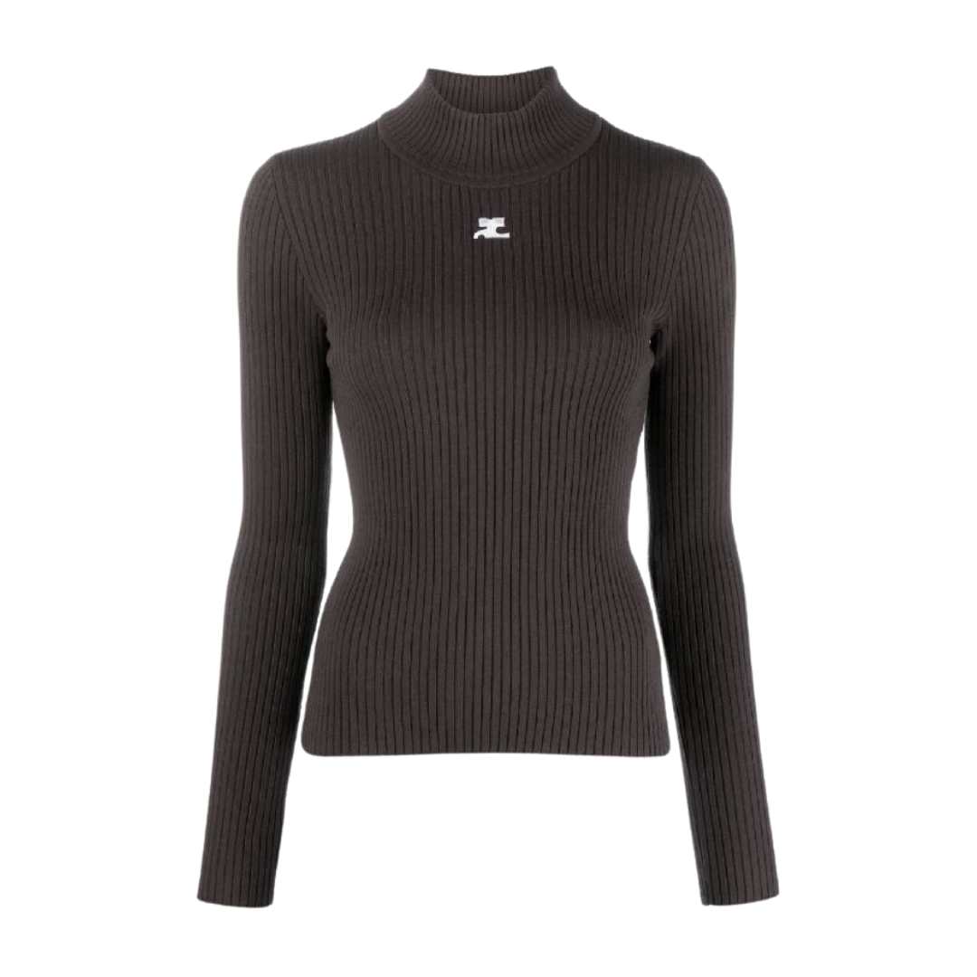 Re-edition mock neck rib sweater