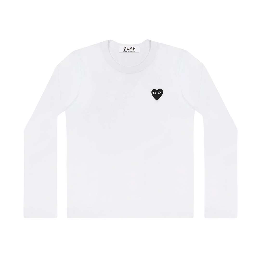COMME DES GARCONS PLAY BLACK HEART LS T-SHIRT - WHITE