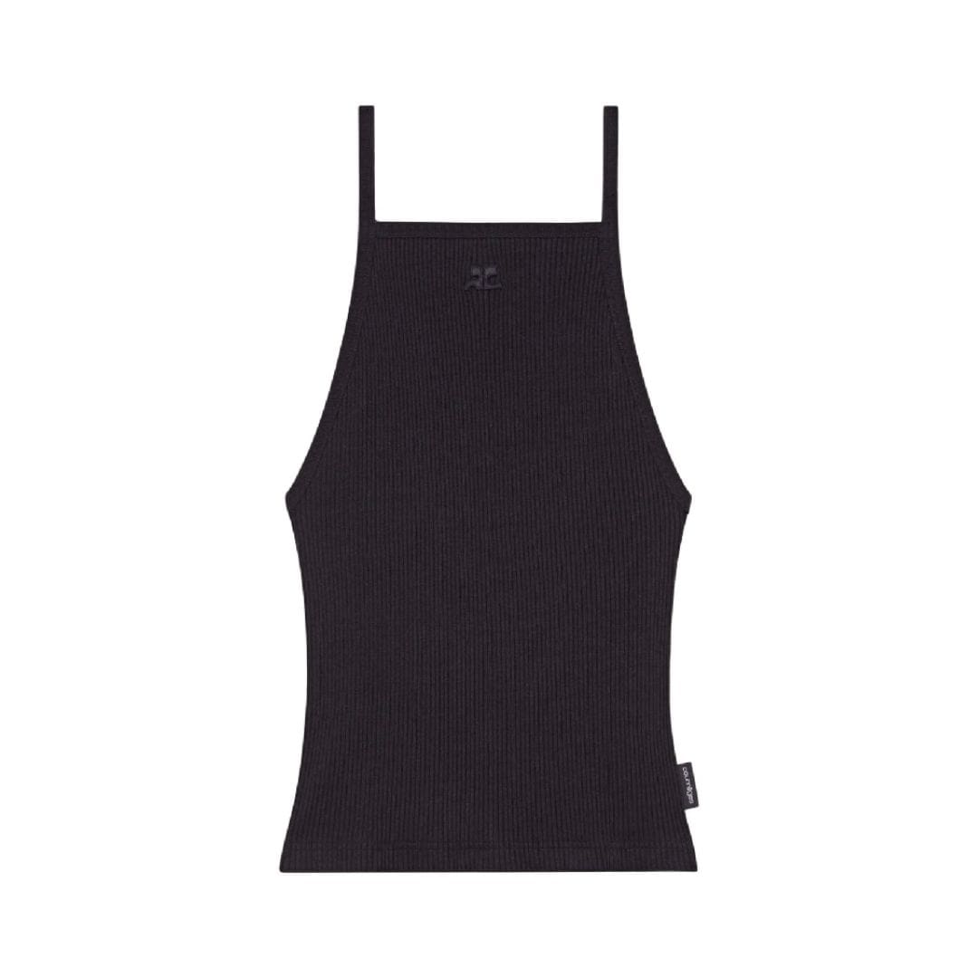 Logo patch detail rib tank top
