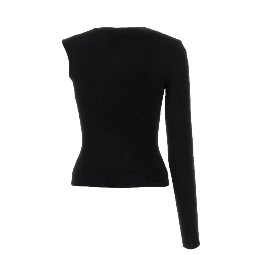 Metal-embellished one-sleeve T-shirt