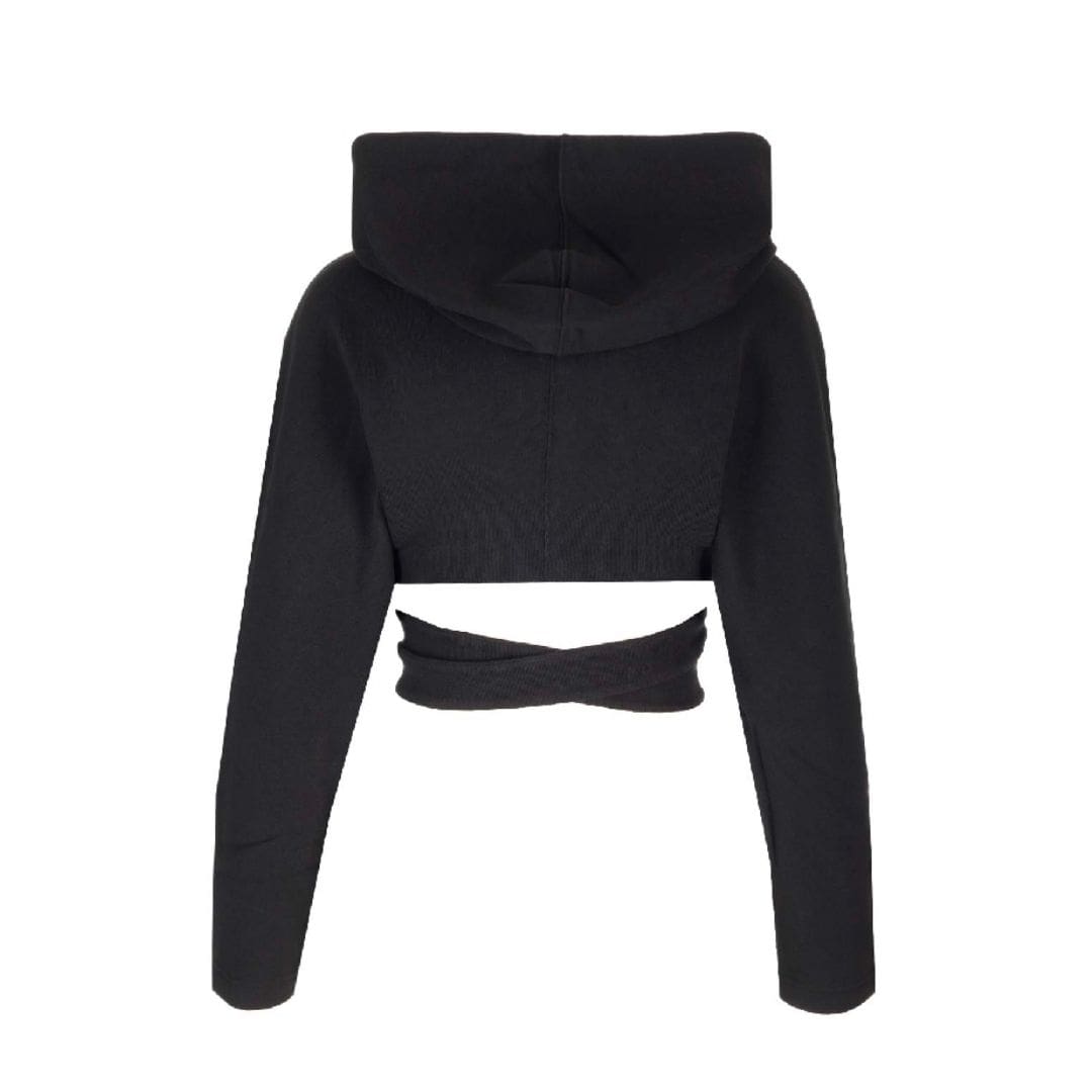 Logo-embroidered cross-strap cropped hooded top