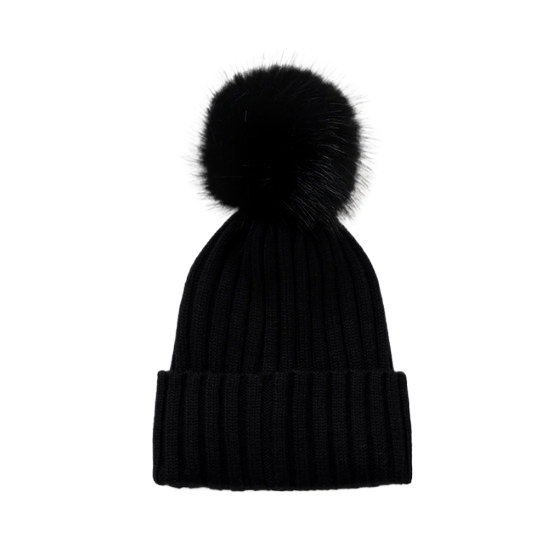 Black Logo Wool Beanie