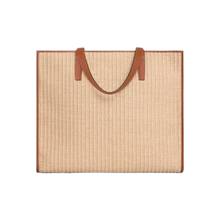 Large raffia Celine embroidery tote bag