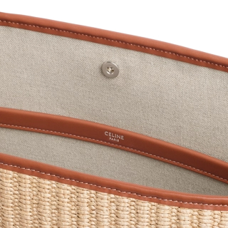 Large raffia Celine embroidery tote bag