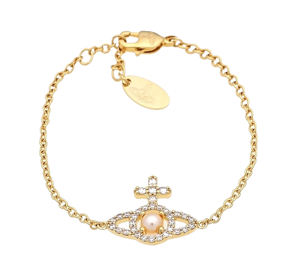 Vivienne Westwood Olympia Pearl Chain Bracelet Gold