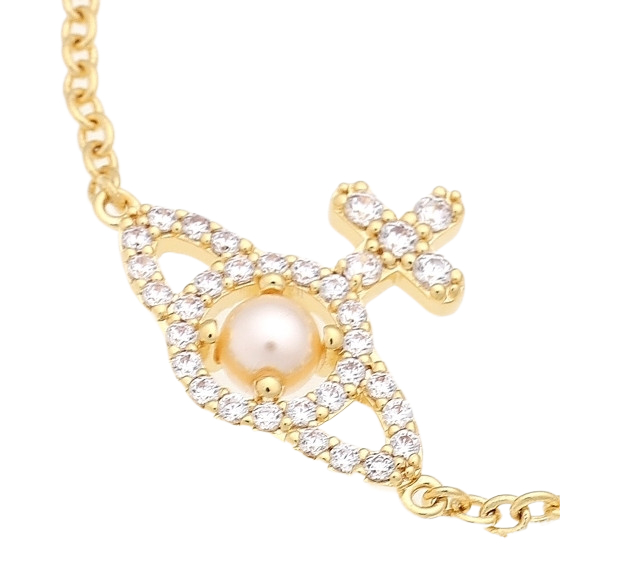 Vivienne Westwood Olympia Pearl Chain Bracelet Gold