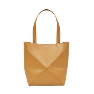 Medium Puzzle Fold tote in shiny calfskin Warm Desert