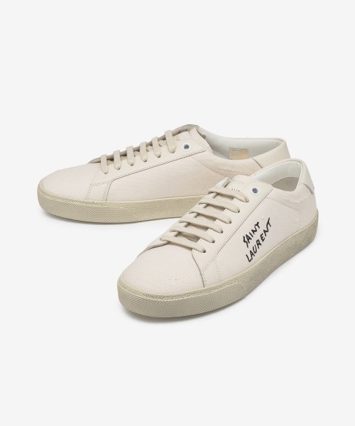 COURT CLASSIC SL/06 EMBROIDERED SNEAKERS IN CANVAS AND LEATHER