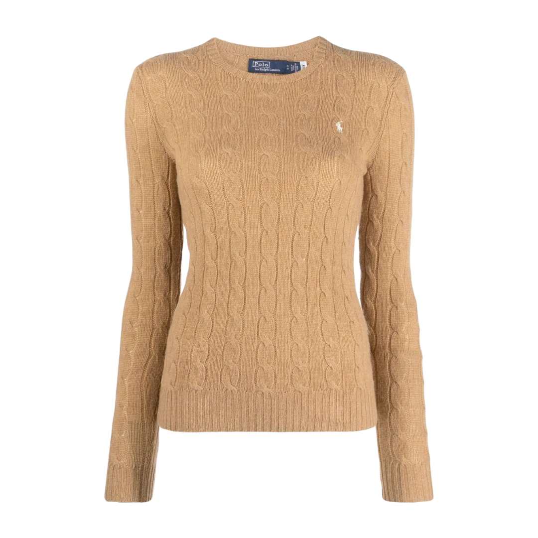 Pony logo embroidered cable knit