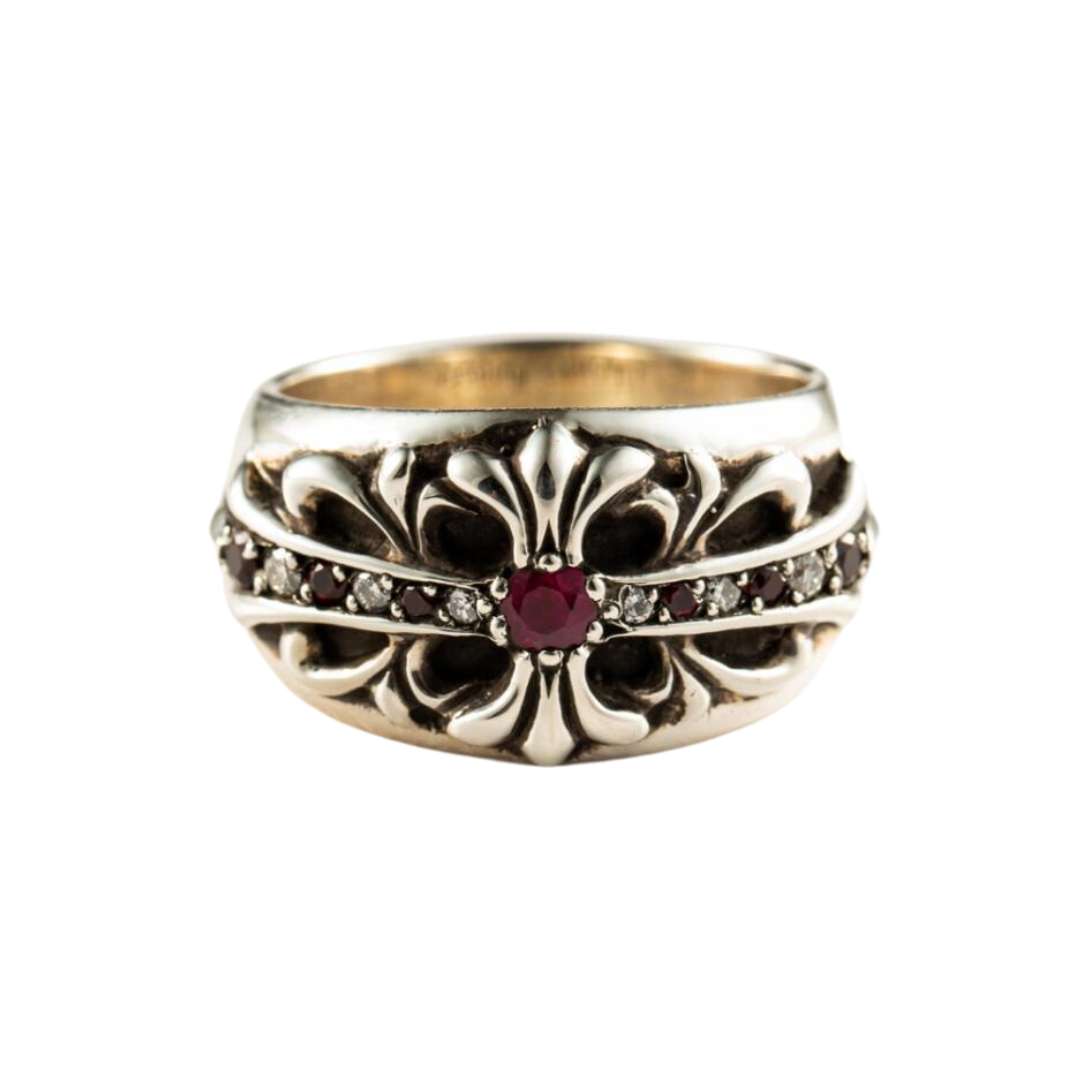 Floral Ring Pave Ruby & Diamond (After)