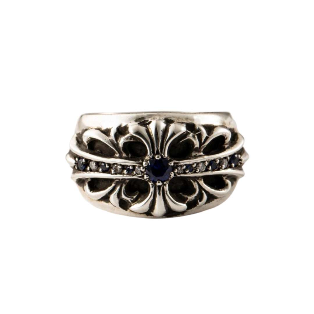 Floral Ring Pavedia & Blue Sapphire (After)