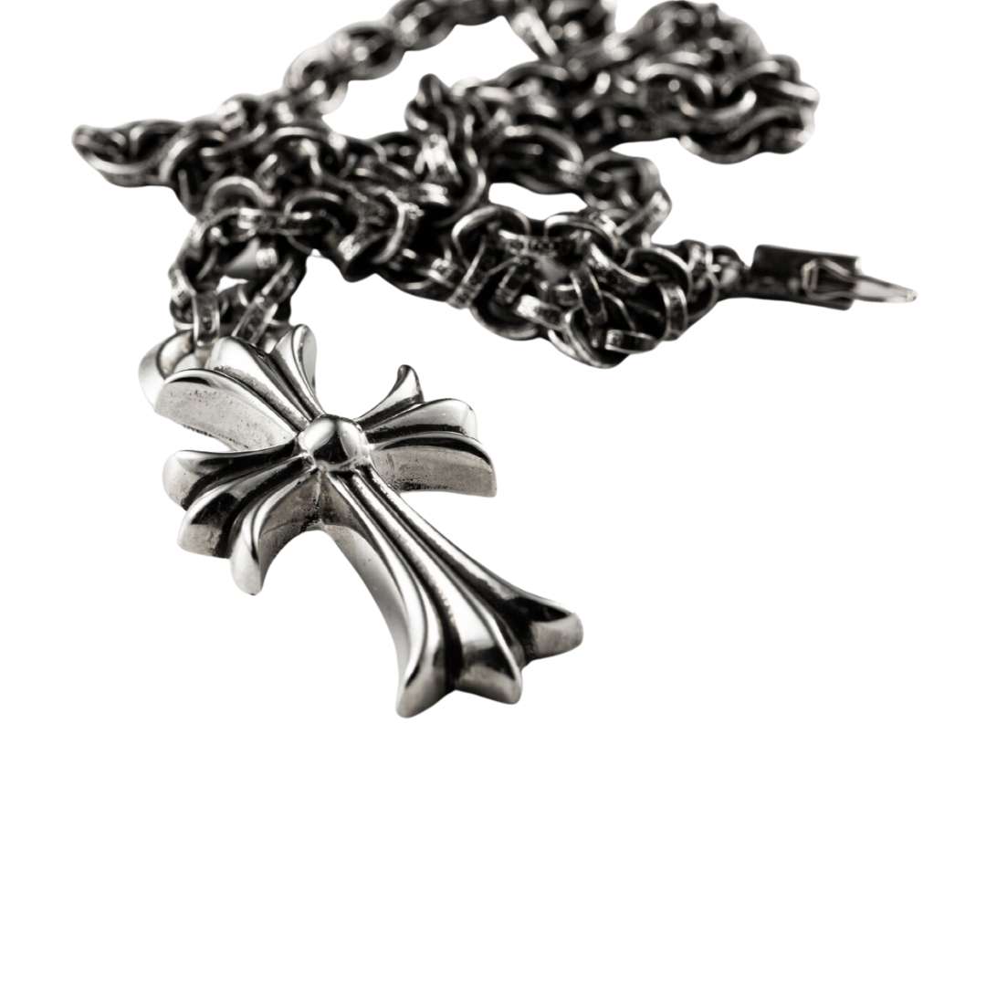 CH cross pendant + paper chain 24 inch necklace SET