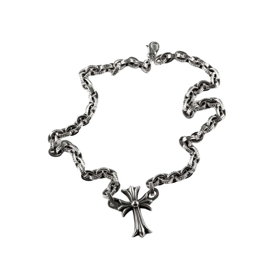 Large paper chain 24 inch cross pendant integrated necklace