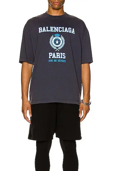 Balenciaga Medium Fit T Shirt In Blue