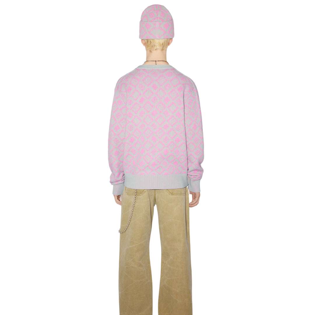 Face tiles cardigan