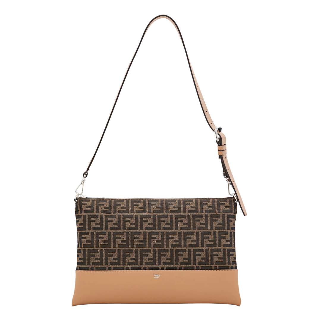FF jacquard and smooth leather shoulder bag