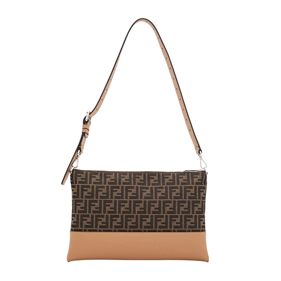 FF jacquard and smooth leather shoulder bag