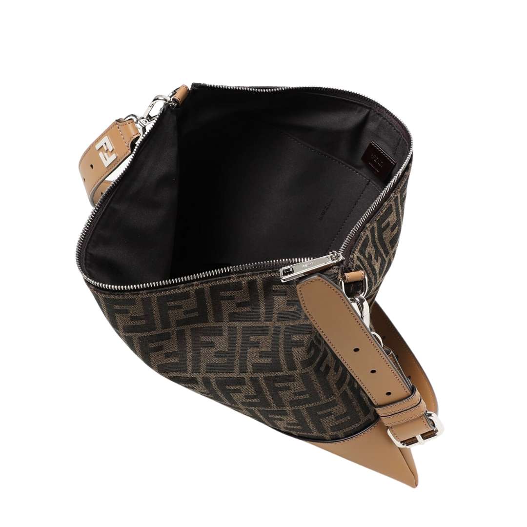 FF jacquard and smooth leather shoulder bag