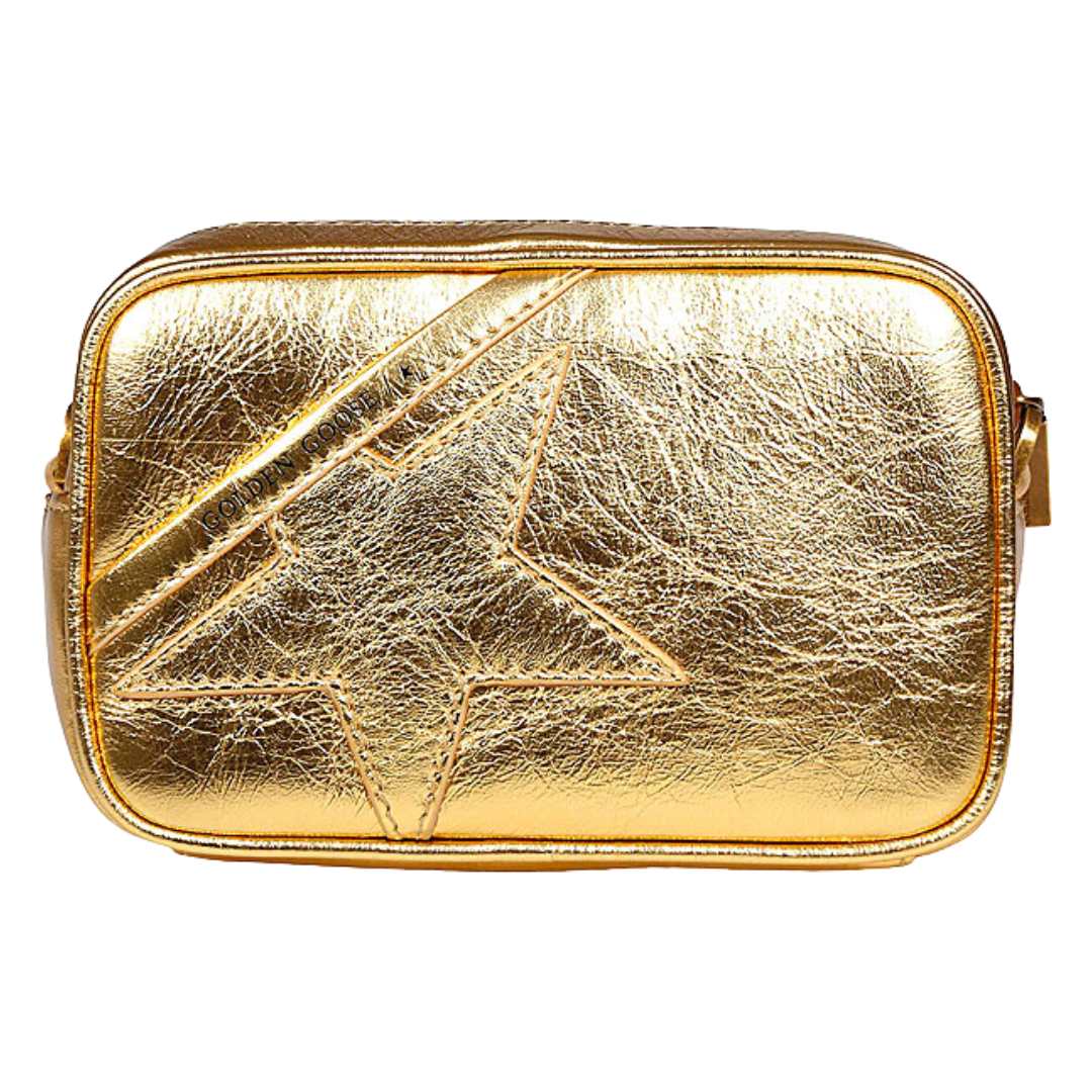 Gold laminated leather star bag