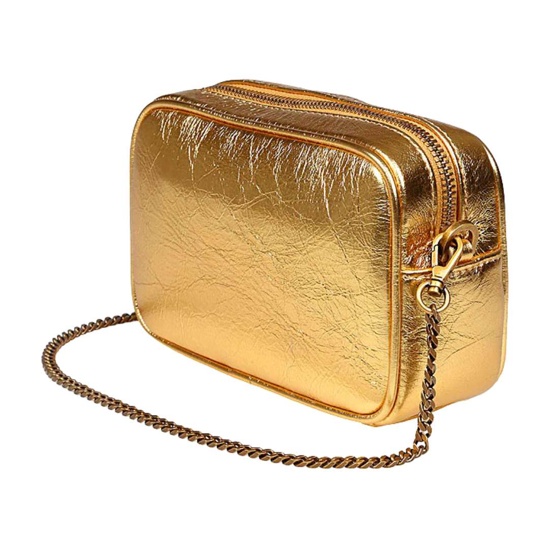 Gold laminated leather star bag