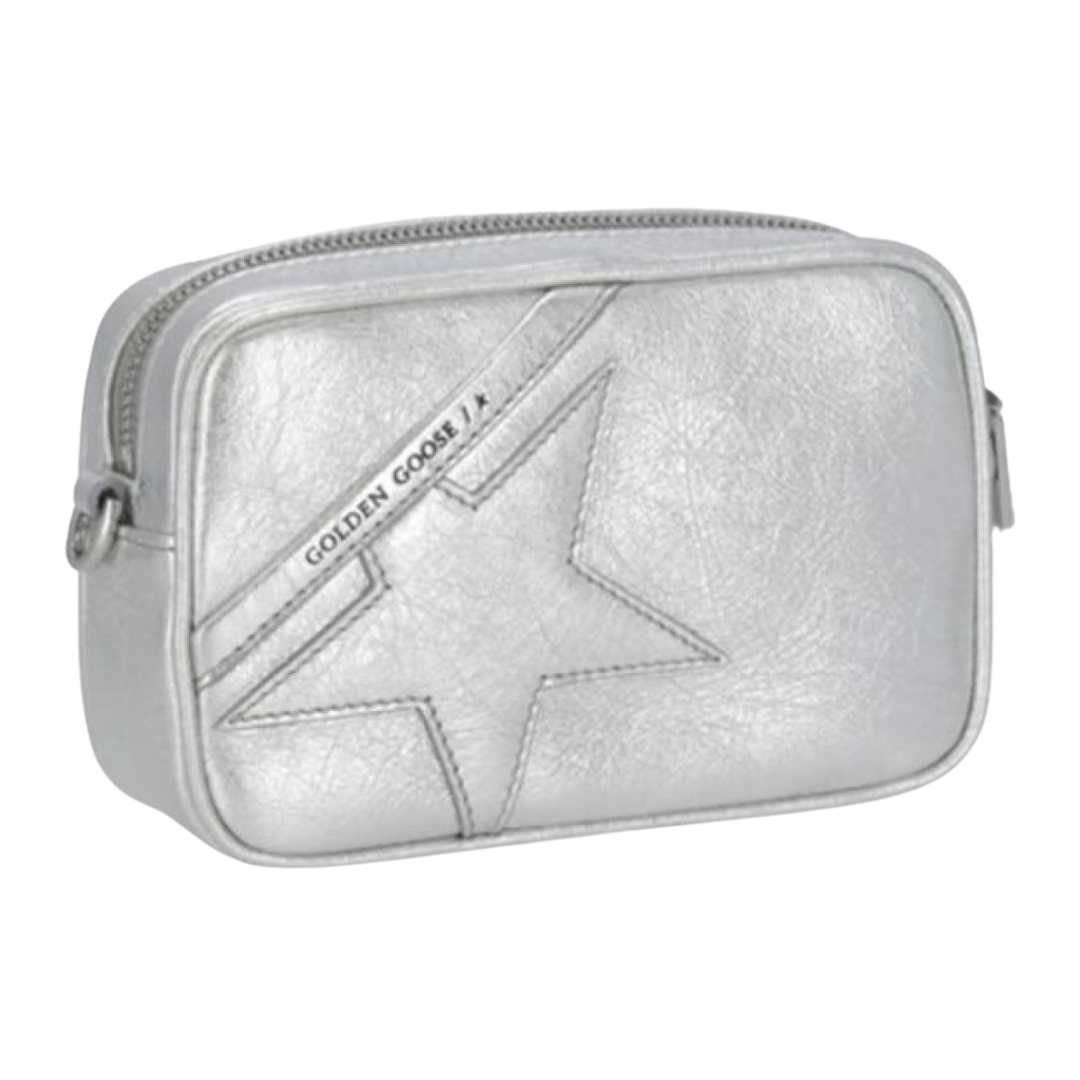 Mini Star Bag in silver laminated leather with tone-on-tone star