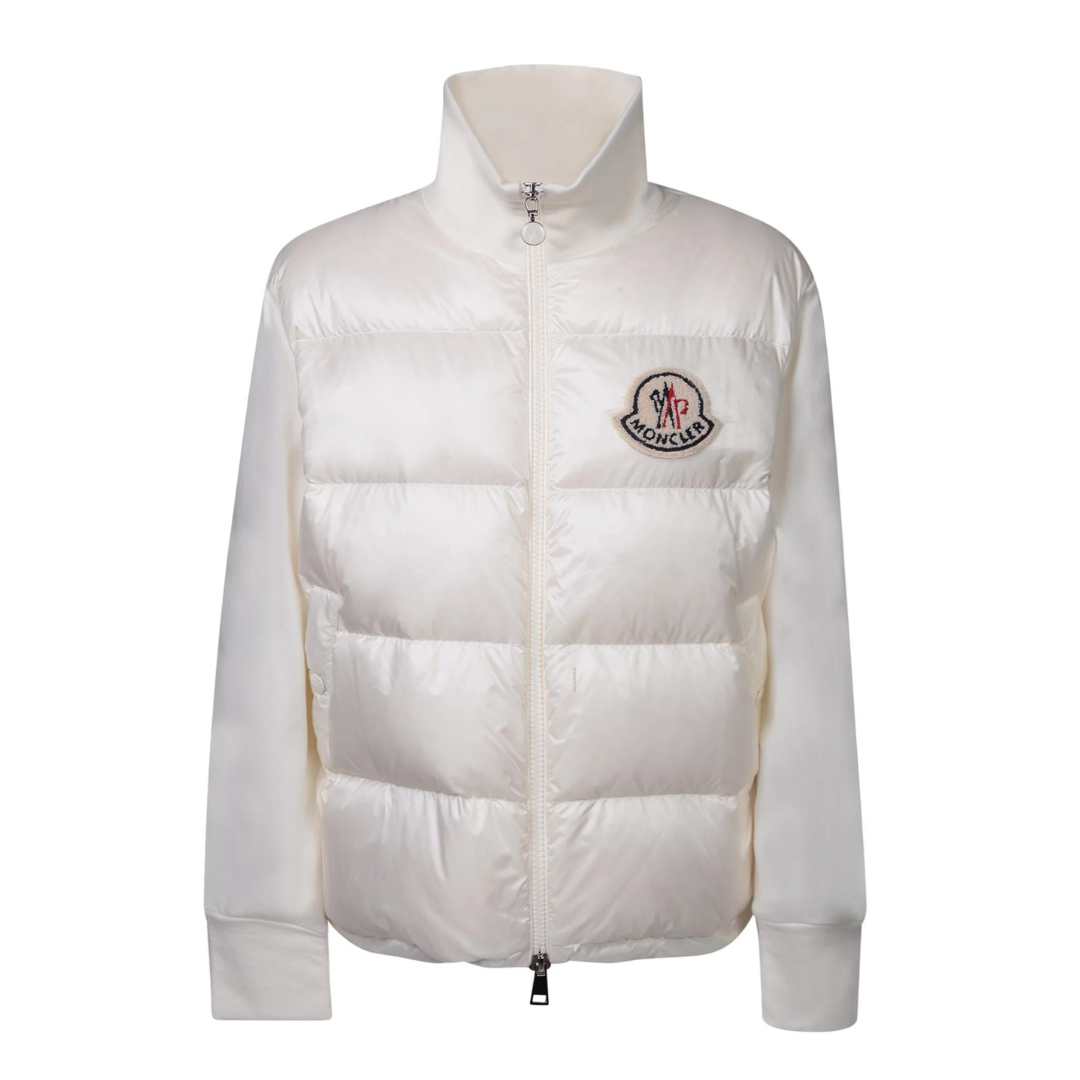 Logo patch padded zip-up sweatshirt cardigan