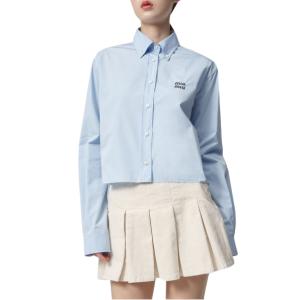 (W) Miu Miu Poplin Shirt Light Blue