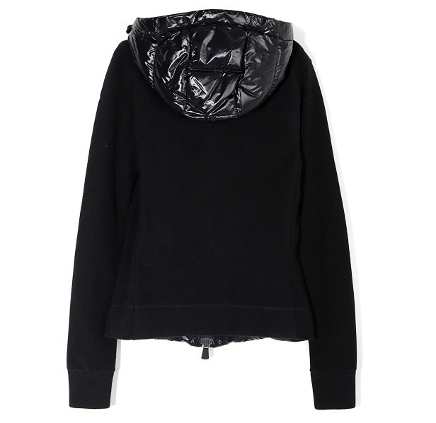 Grenoble logo patch hooded fleece padded zip-up cardigan