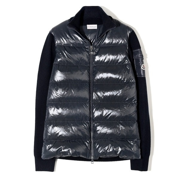 Logo patch padded wool cardigan