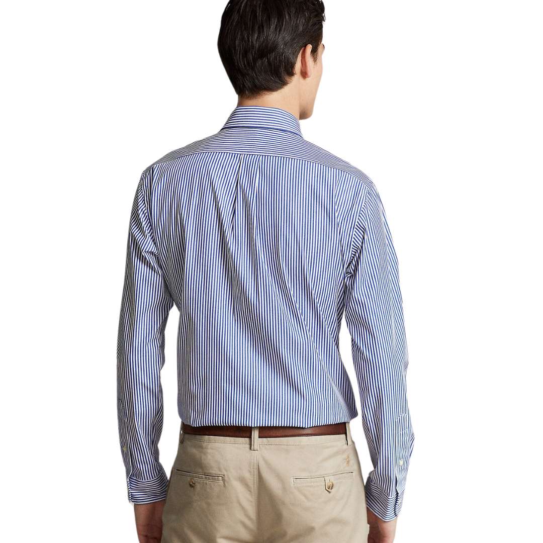 Pony Logo Embroidered Stretch Poplin Stripe Shirt 