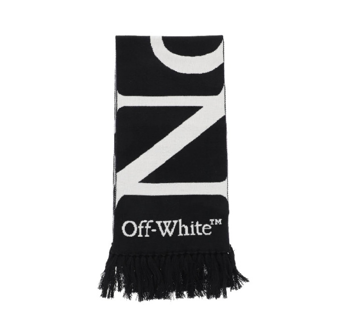 Logo fringe wool muffler