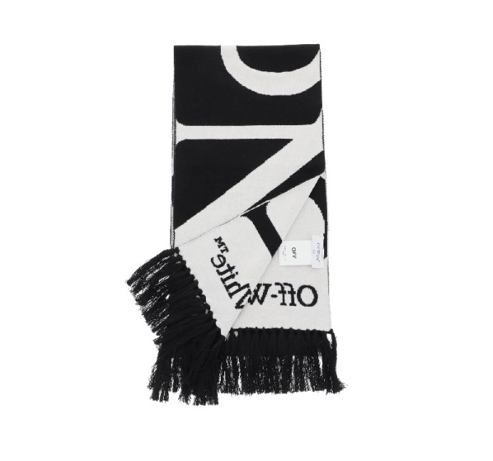 Logo fringe wool muffler