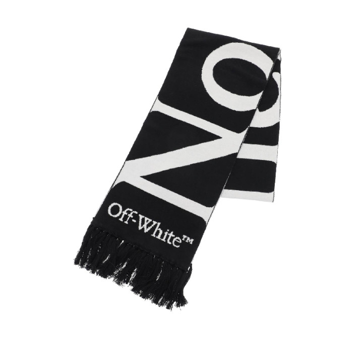 Logo fringe wool muffler