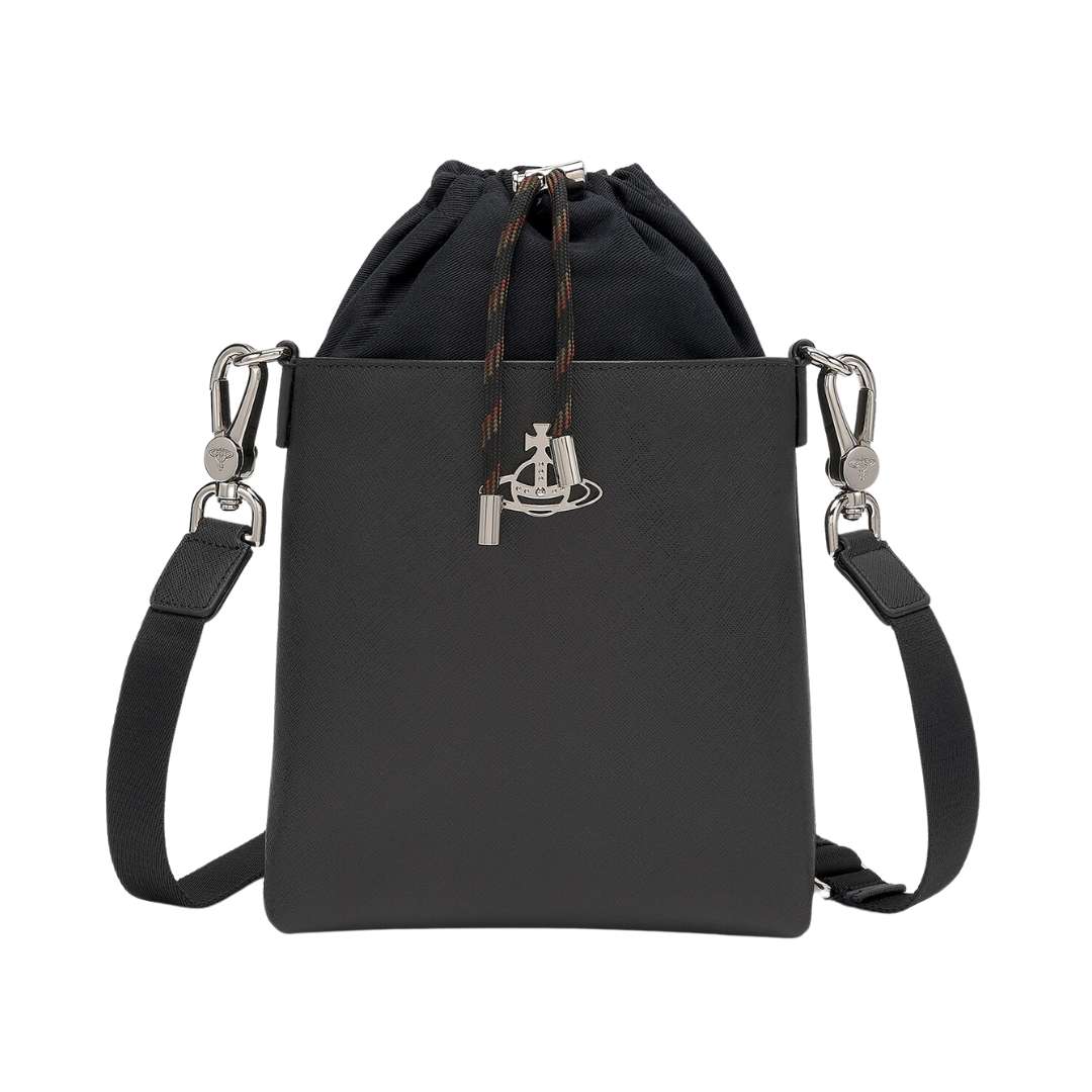Vivienne Westwood Saffiano Drawstring Crossbody Bag Black