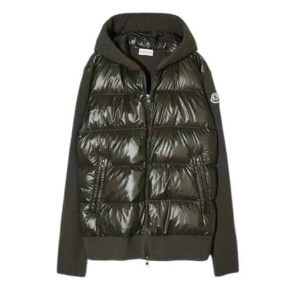 Logo patch padded wool cardigan