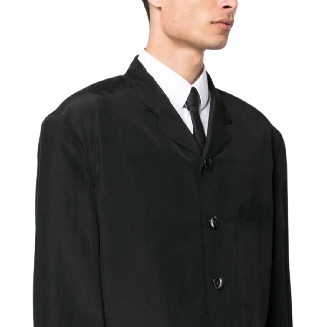 Linen-blend single-breasted blazer