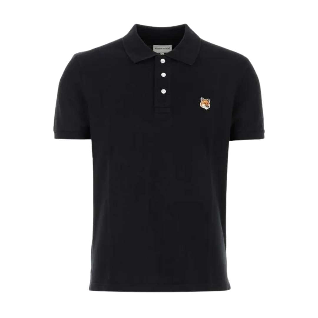 Maison Kitsune Fox Head Patch Polo Black