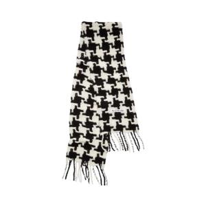 Acne Studios HoundStooth Alpaca Fringe Scarf White Black