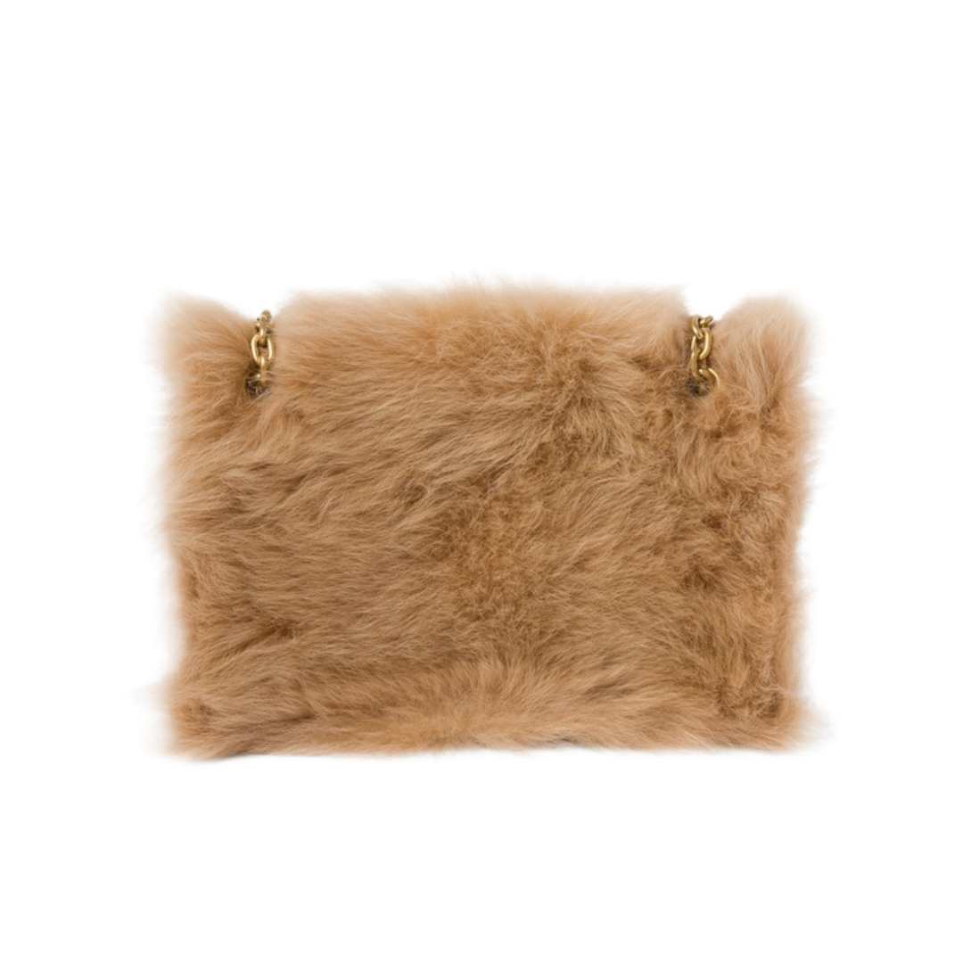leather detail shearling bag