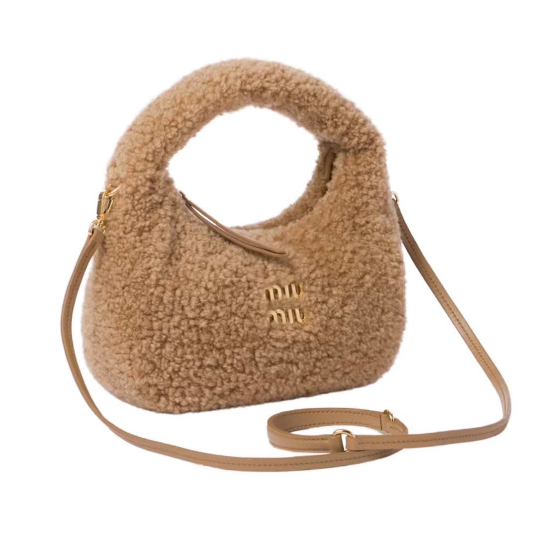 Wander shearling hobo bag