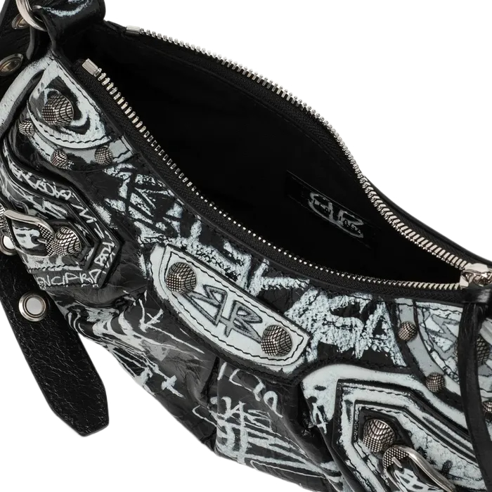 Black Le Cagole XS bag with graffiti
