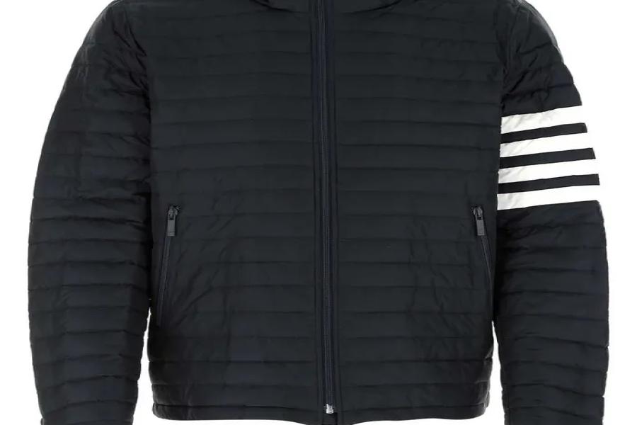 Navy blue nylon down jacket