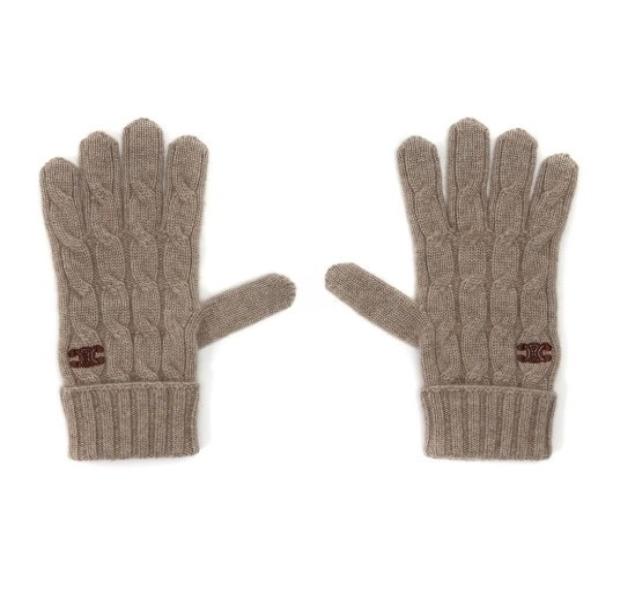 Triope cable knit cashmere gloves